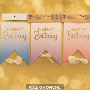 gradient happy birthday party banners in blue purple and pink