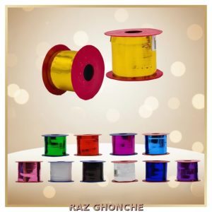 shiny metallic ribbon rolls in assorted colors for balloon and gift decoration