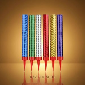 colorful sparkling birthday cake fountain candles in assorted metallic colors