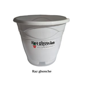 White plastic plant pot with Golpooneh brand logo printed on the side, placed against a plain white background.