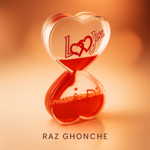 heart shaped romantic hourglass timer with red liquid and Love You design