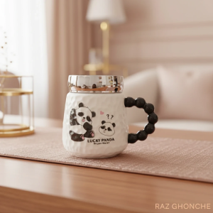 ماگ سرامیکی فانتزی مدل پاندای خوششانس (Lucky Panda) با درب آینهای