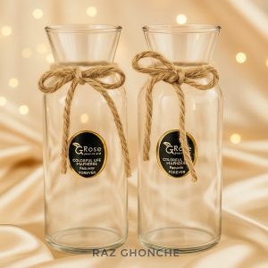 decorative glass bottle vase with jute rope bow